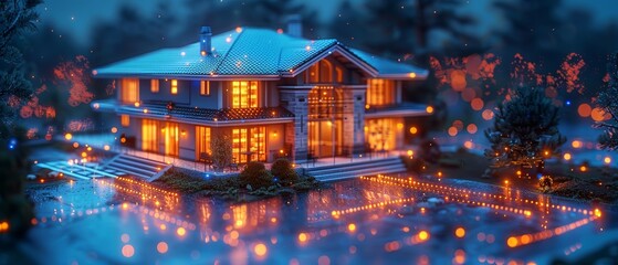 Fototapete - Software programming for smart homes. Design of smart house systems in CAD. Engineering scenarios for IOT. Internet of things. 3D illustrations.