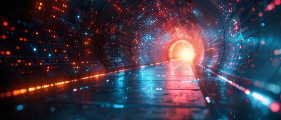 Aufkleber - Imaginary cyberdoor or portal in a data center. Future computer technology concept. Led light signals from a digital data center.