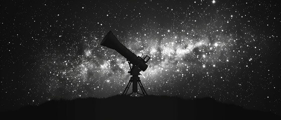 Poster - Space illustration of a starry sky or space, with stars and the universe. Abstract mash line and point radio telescope on white background with an inscription.