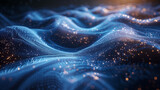 Fototapeta Konie - A blue and white image of a wave with a lot of sparkles