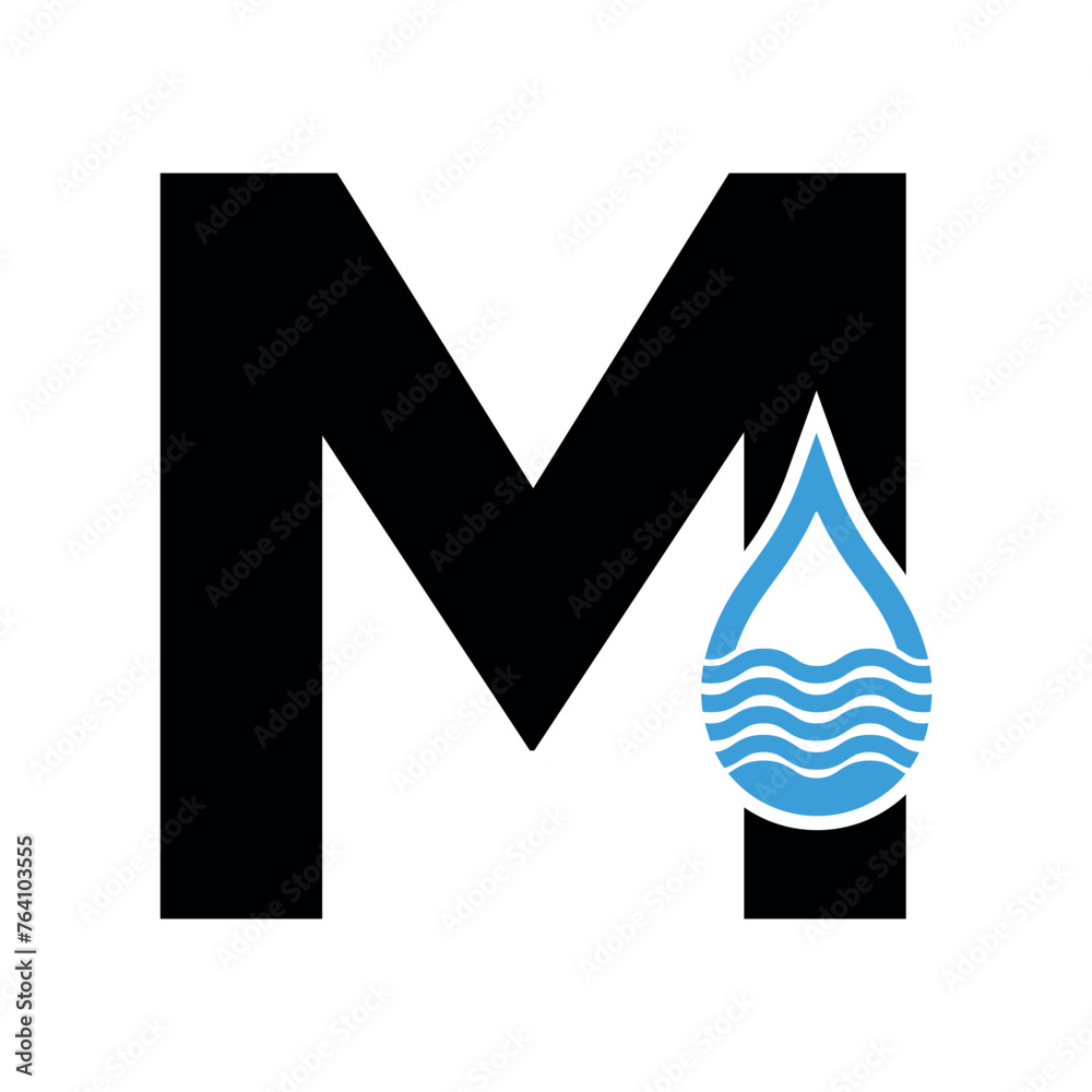 Initial Water Logo combine with letter M vector template Stock Vector ...