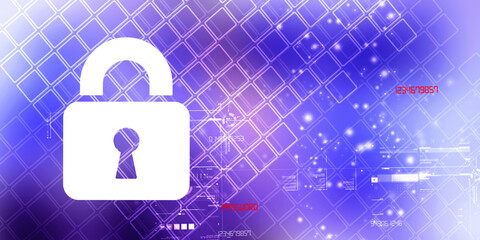 Wall Mural - 2d illustration Safety concept: Closed Padlock on digital background