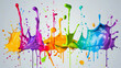 Design a unique backdrop background with colorful paint splashes of various shapes and sizes