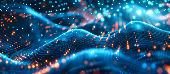 Fototapete - Digital Futuristic wave Design Technology Background