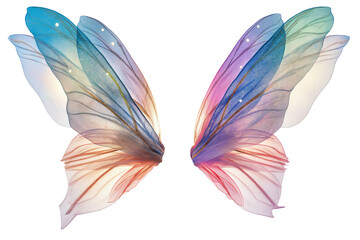 A pair of fantasy fairy wings isolated on a transparent background