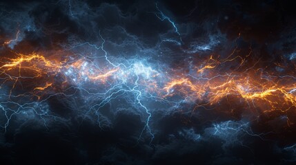 Leinwandbilder - Lightning isolated on a black background. Electricity and natural light effect.