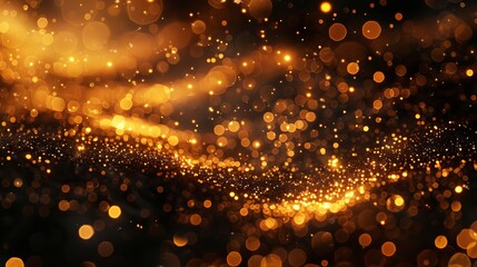Leinwandbilder - Against a black background, bokeh in gold appears abstract