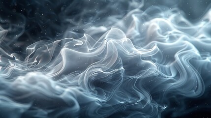 Poster - against a dark background, abstract smoke in gray color.