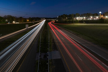 Wall Mural - Car trails on a Freeway at the blue hour