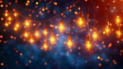 Aufkleber - A yellow garlands isolated modern with Christmas decorations lights effects. A glowing Xmas light for the holiday.