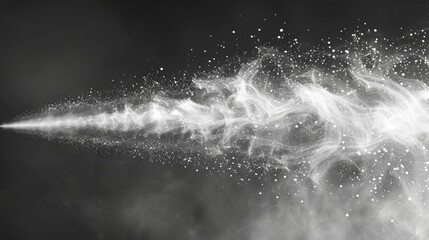 Fototapete - In the form of white smoke, or fog, or dust and dots, there is a mist of atomizer. Sprayer effect with spray or stream nozzles ,a minimalistic design. Abstract dots clouds, blizzards. A 3D elements