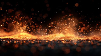 Canvas Print - Particles of fire with flames isolated on a black background.