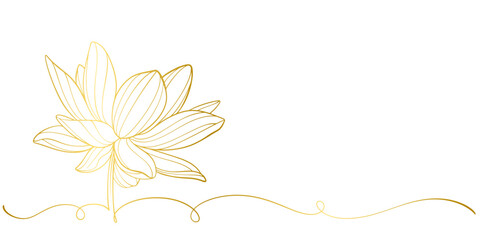 Wall Mural - Golden lotus line art vector illustration, vesak day element design