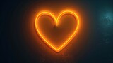 Fototapeta Do pokoju - A 3D render of a vibrant orange and yellow neon light heart icon