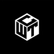 WTC letter logo design with black background in illustrator, cube logo, vector logo, modern alphabet font overlap style. calligraphy designs for logo, Poster, Invitation, etc.