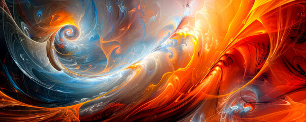 Poster - abstract background of liquid in orange blue colors