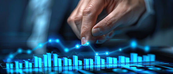 Leinwandbilder - Businessperson interacting with futuristic growth charts, symbolizing financial success