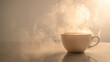 Ethereal morning coffee with delicate steam curls
