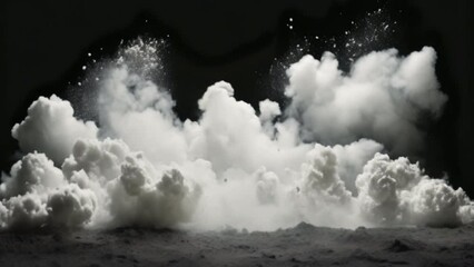 Poster - Thick white smoke on a black background