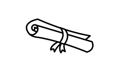 Sticker - simple black line icon rolled scroll, the symbol of graduation day, isolated vector element