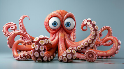 Fun octopus 3D Illustration 