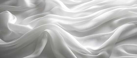 Aufkleber - Elegant ripples of a silky white fabric texture, conveying softness and luxury