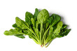 Bunch of fresh spinach isolated on white background, top view.