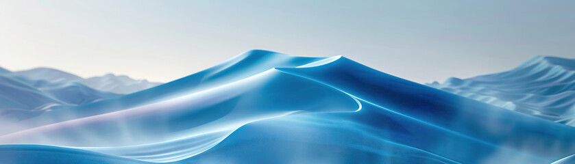 Poster - Serene blue satin waves evoking a sense of calm and fluidity in a gradient texture
