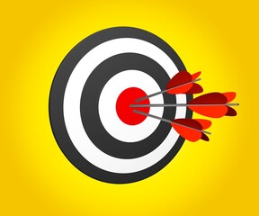 Wall Mural - archery target illustration with colored arrow