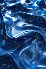 Poster - Abstract fluid art of royal blue curves, a sleek and dynamic visual experience