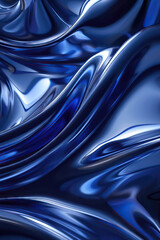 Poster - Abstract fluid art of royal blue curves, a sleek and dynamic visual experience