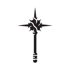 Enigmatic Mace Vector Extravaganza - Conjuring Shadows of Ancient Warfare with Mace Illustration - Simplistic Mace Silhouette
