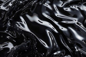 Poster - deep black liquid abstract background. Dark fluid water surface. Acrylic elegant cover