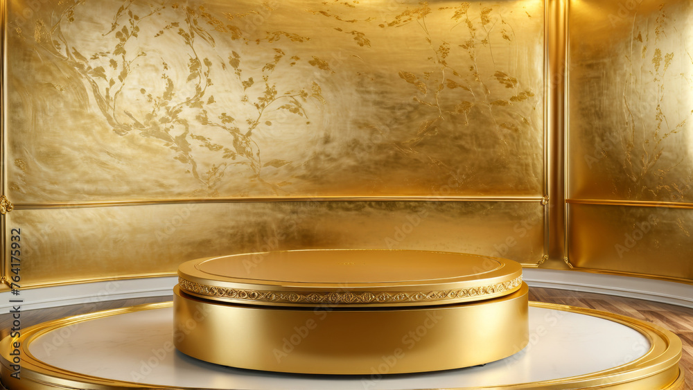 Luxury Gold Display Background, Golden podium luxury 3D product ...
