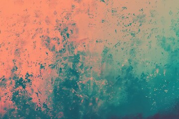 Poster - Orange teal green pink abstract grainy gradient background noise texture effect summer poster design