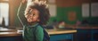 Little Black Boy Raising Hand in Classroom Generative AI