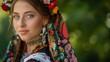 © Irina - Portrait of a lady in colorful folk art costume.