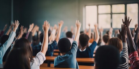 Poster - Black Students Raising Hands in Classroom Generative AI