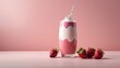 Layered strawberry and yogurt smoothie on background mockup