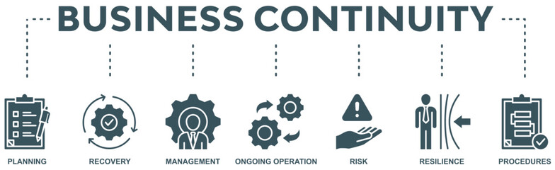 Business continuity plan banner web icon vector illustration concept for creating a system of prevention and recovery with an icon