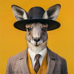 Sticker - a kangaroo wearing a suit and hat