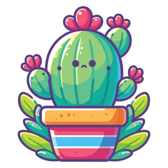 Wall Mural - Cute Cactus in a pot vector illustration