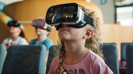 Aufkleber - Little Girl Experiencing Virtual Reality With Glasses