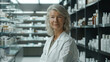 © ArtBox - Portrait of mature female pharmacist standing in in modern pharmacy