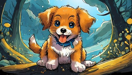 Wall Mural - puppy playing 