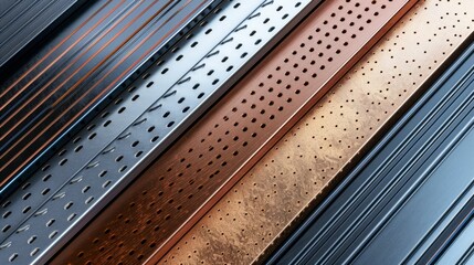Poster - Abstract Pattern of Perforated Metal Panels in Various Colors. Generative ai