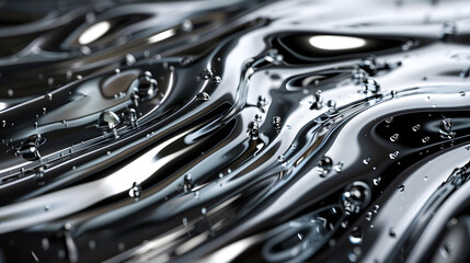 An illustration of flowing liquid metal streams, with a dark vacuum as the background, in a dimension of fluid dynamics