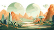 A space colony on a distant planet with domed 