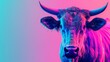 minimalism, cow with horns, gradient background, light studios, 8k, octane rendering, resolution photography, insanely detailed, fine details, lights background, stock photo, professional color gradin