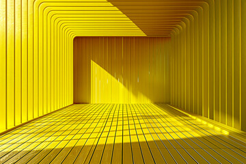 Futuristic corridor with glowing neon lights, modern architectural design, empty space